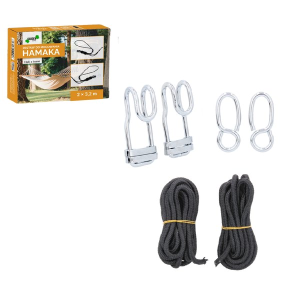 ZESTAW DO MOCOWANIA HAMAKA - HAKI Z LINAMI - UDŹWIG 200kg