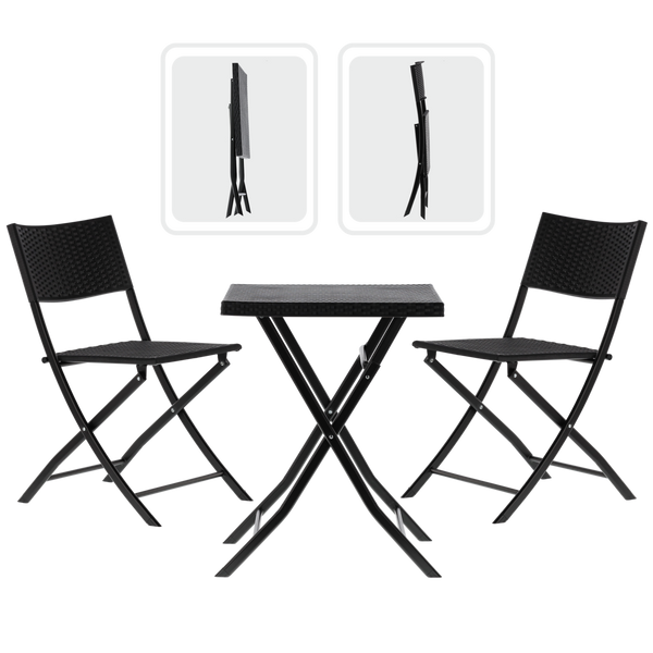 ZESTAW MEBLI BALKONOWYCH SKŁADANYCH (STOLIK + 2 KRZESŁA) ANTRACYT