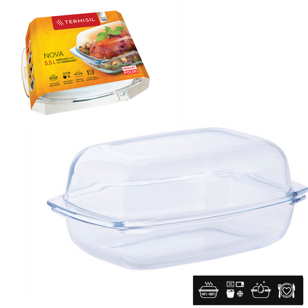 SKLO NA PEČENIE OPRAVNÝ RECTANGULÁR 5,5L S POKRÝVKOU *0859*