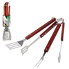 SET OF 3 GRILL ACCESSORIES WITH WOODEN HANDLE SPATULA/TONGS/FORK