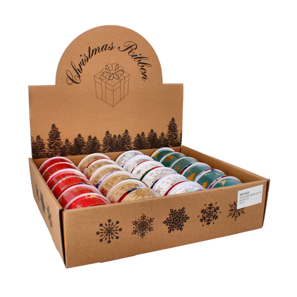 RIBBON DECORATIVĂ SĂRBĂTOARE 3,8CM X 2,7M MIX CULORI ambalaj=24buc. *2220