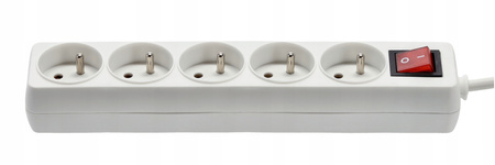 EXTENSION CORD POWER STRIP WITH SWITCH 5 SOCKETS 3 M WHITE