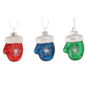 GLASS BAUBLE - GLOVE MIX COLORS 5 x 8 CM