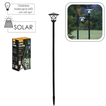 LAMPĂ SOLARĂ 17 x 17 x 155 CM 2în1 FELINAR 2 LED ALB RECE *6178