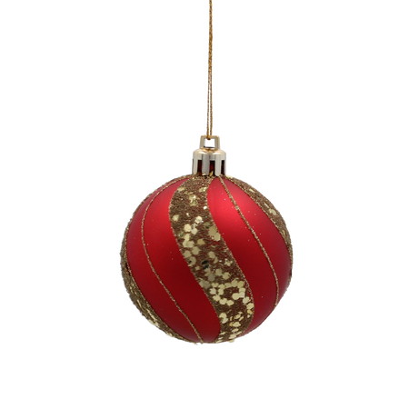 SET OF 8 CHRISTMAS BAUBLES RED 6 CM
