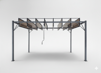 PERGOLA OGRODOWA Z RUCHOMYMI LAMELAMI Z POLIWĘGLANU 3 x 4 M BRĄZOWA