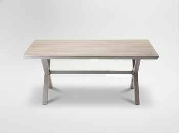 ALUMINIOWY STÓŁ OGRODOWY Z BLATEM POLYWOOD 180 x 100 x 75 CM BEŻOWY