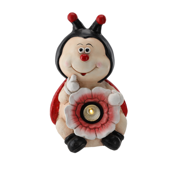 FIGURKA OGRODOWA - BIEDRONKA Z KWIATEM 22 x 20 x 36 CM LED *7287