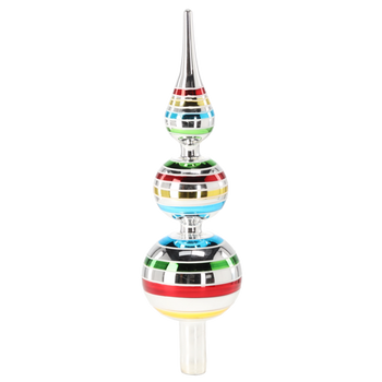 TREE TOPPER - SILVER 30 CM WITH COLORED STRIPES