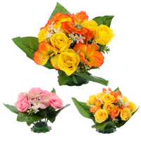UMĚLÁ KVĚTINOVÁ KYTICE RŮŽE A HIBISKUS 25 x 28 x 28 CM MIX BARVY balení=12 ks *2942