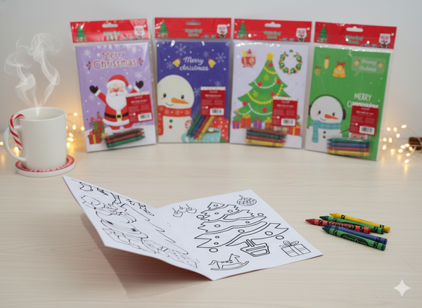 CHRISTMAS COLORING BOOK - DIY - WITH 4 MARKERS - MIX OF DESIGNS