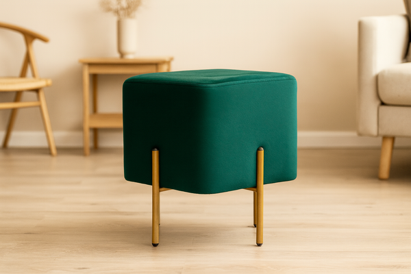 PUFA KWADRATOWA NA NÓŻKACH 35 x 35 x 40 CM CIEMNOZIELONA *3895