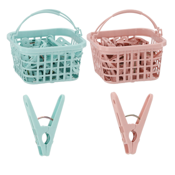 30 CLOTH CLIP 1.2CM  PLASTIC BASKET 11.6*11.6*7CM