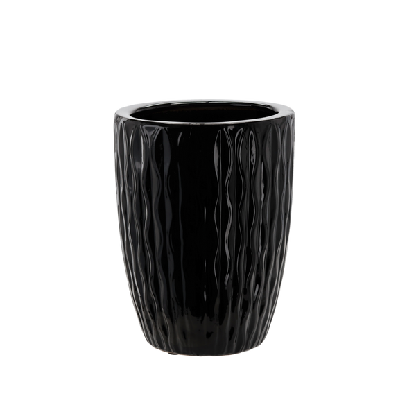 VASUL CERAMIC PENTRU GHIVECHE 24,5 x 24,5 x 33 CM NEGRU LUCIOS *2456