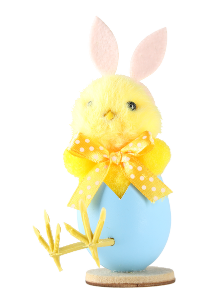 VEĽKONOČNÁ VÝZDOBE - KURČA V ŠKRUPINE S UŠIAMI 5 x 11 CM MIX 2 FARIEB bal=12ks *8932