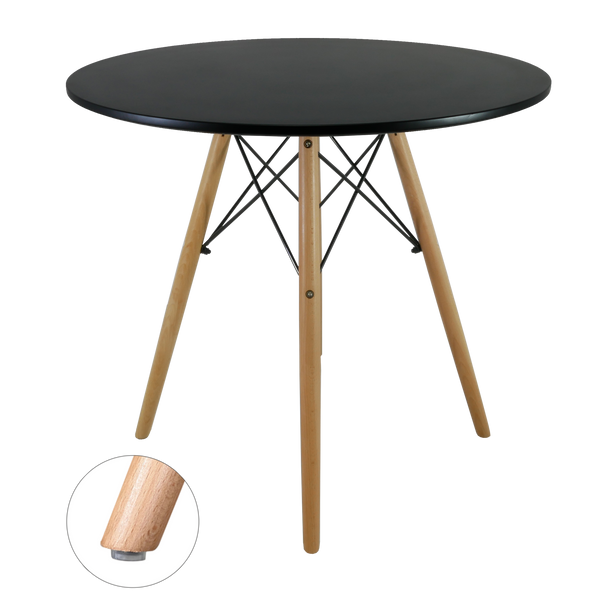 STÓŁ OKRĄGŁY NA DREWNIANYCH NOGACH - CZARNY *1187