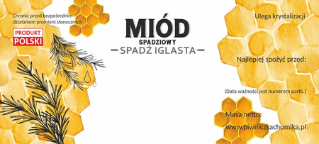 SADA 100 ETIKIET MEDOVÉHO VČELÍHO - IHLIČNATÝ 116 x 50 MM *8306