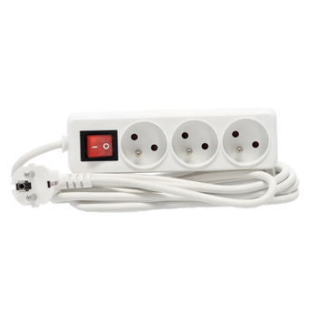 EXTENSION CORD POWER STRIP WITH SWITCH 3 SOCKETS 3M WHITE