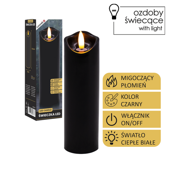 LED CANDLE BLACK 5 X 17,5 CM