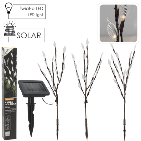 SET OF 3 SOLAR TREE LED LIGHTS WARM WHITE