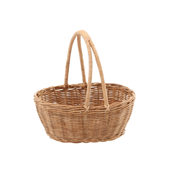 Coș din ratan 26 x 22 x 11/25 cm cu mânere - natural *8741