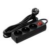 EXTENSION CORD POWER STRIP WITH SWITCH 3 SOCKETS 3M BLACK