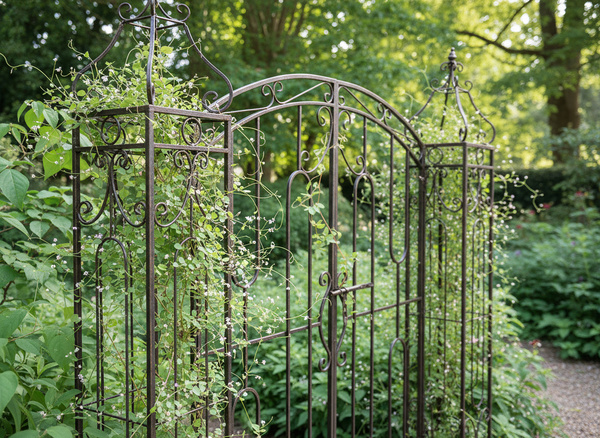 BRAMKA OGRODOWA 170 x 26 x 163 CM ANTYCZNY BRĄZ