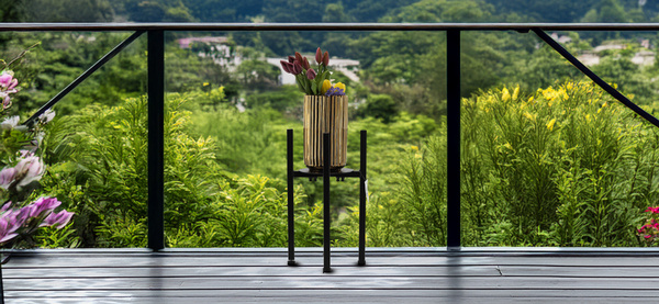 METAL STAND / FLOWER POT HOLDER 20 - 30.5 CM X 38 CM BLACK