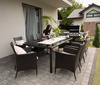 GARDEN FURNITURE SET / 8 CHAIRS + LARGE TABLE / BROWN + BEIGE *3654