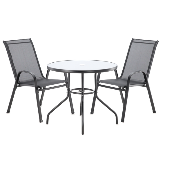 SET DE MOBILIER DE GRĂDINĂ - 4 SCAUNE + MASĂ ROTUNDĂ - NEAGRĂ *3377
