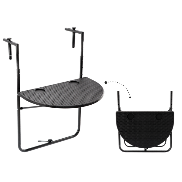 HANGING BALCONY FOLDING TABLE 60 x 64 x 73-78.5 -83.5 BLACK *1022