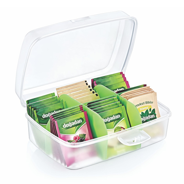 RECTANGULAR CONTAINER FOR TEA DIVIDED 2L