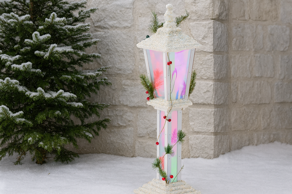 CHRISTMAS WHITE LED LANTERN 19 x 19 x 85 CM