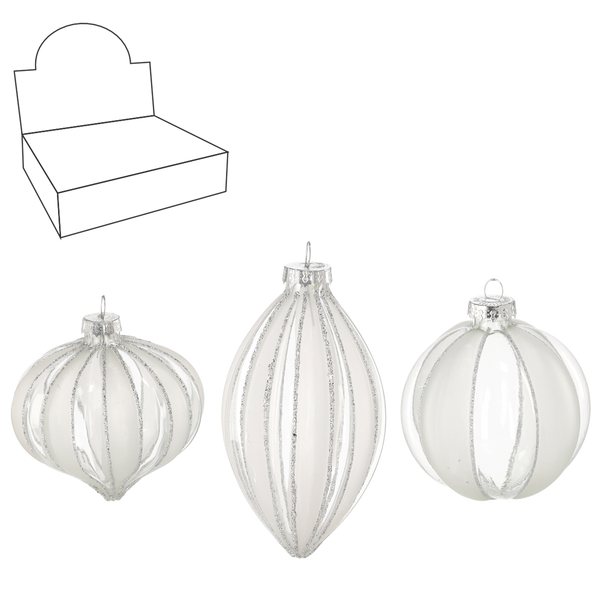 BOMBĂ DE STICLĂ - TRANSPARENT DECORAT MIX DE MODELE disp=12buc *4884