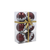 SET OF 6 CHRISTMAS BAUBLES DARK RED 7 CM