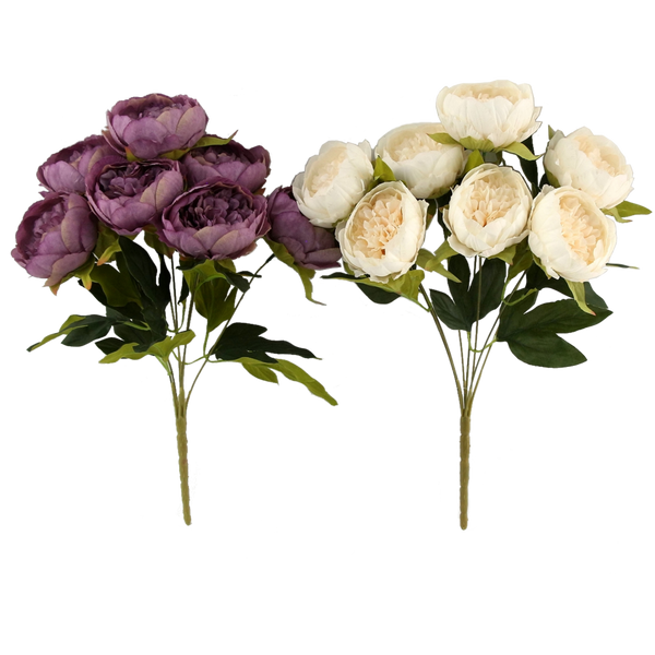 Ramură artificială - buchet cu 7 bujori 43 cm mix culori *4151