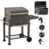 LARGE CHARCOAL GARDEN GRILL WITH LID, CAST IRON GRATE AND CASTORS 114,5 x 60 x 108 CM