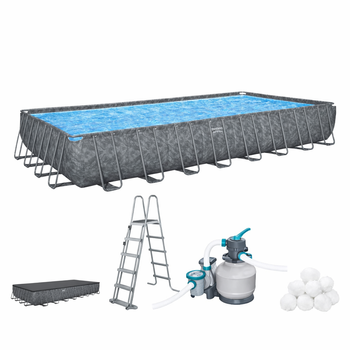 PISCINĂ CADRU 9,56 X 4,88 X 1,32 M (POMPĂ CU SAND, SCARĂ, CAPAC)