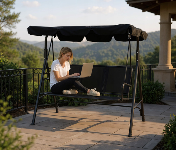 GARDEN SWING WITH TEXTILENE 170 x 110 x 153 cm BLACK *3118