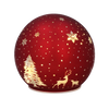 SKLENENÁ GUĽA - ČERVENÁ S LED OZDOBAMI 12 x 11 CM balenie=4ks *1853