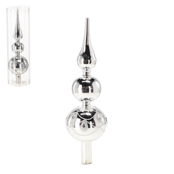 TREE TOPPER - SILVER 30 CM WITH SILVER PATTERN