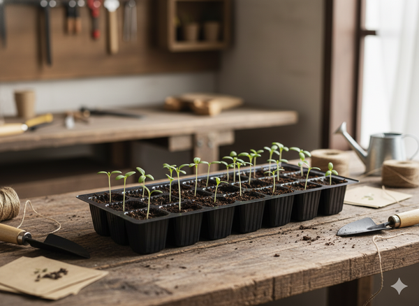 SET DE 5 TĂVI PENTRU PLANTARE/SEMĂNA DIN PLASTIC CU 27 CELULE