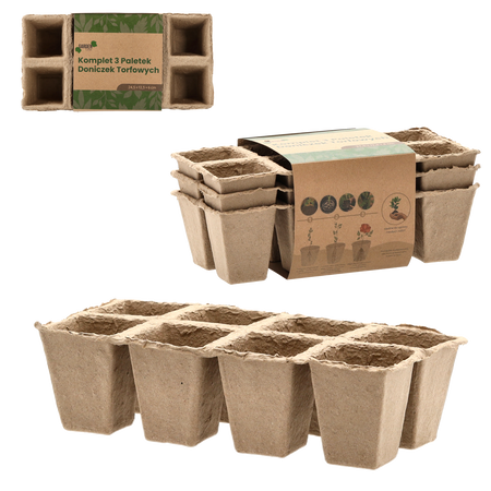SET OF 3 PALLETS OF PEAT FLOWERPOTS 24,5 x 12,5 x 6 CM *3234