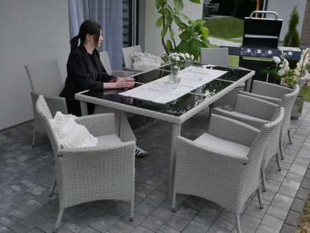 GARDEN FURNITURE SET / 8 CHAIRS + LARGE TABLE / GREY *3661