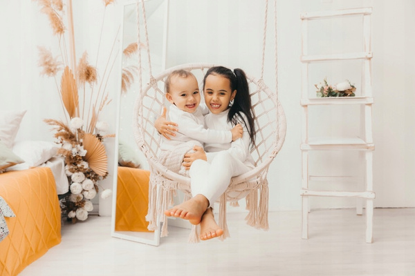 VISÍCÍ KŘESLO - ČÁPÍ HNÍZDO 80 x 60 x 120 CM BEZOVÝ/ŠEDÝ *2696