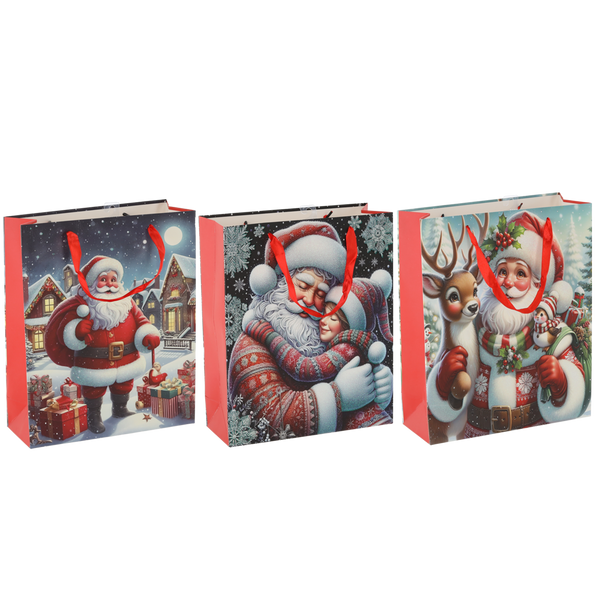 GEANTĂ OCASIONALĂ BOŻONAR. "MOȘ CRĂCIUN" 50 x 72 x 18 CM MIX MODELE pachet=12buc *6840