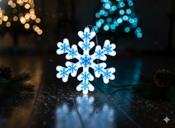 BLUE SNOWFLAKE 40 CM NEON LED COLD WHITE
