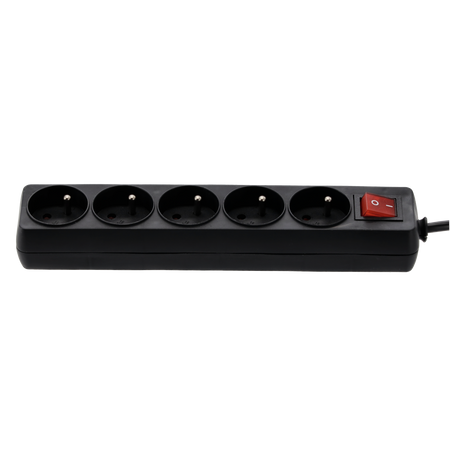 EXTENSION CORD POWER STRIP WITH SWITCH 5 SOCKETS 3 M BLACK