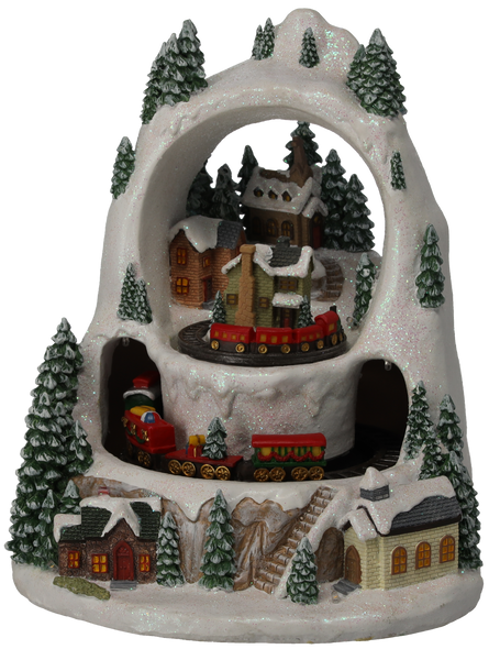 CHRISTMAS MUSIC BOX LED WINTER VILLAGE WITH TRAIN