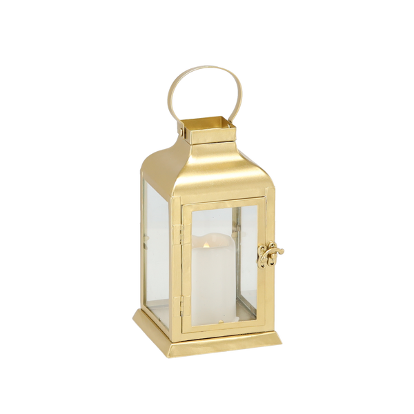 LAMPION 11 x 11 x 22 CM LED METALICKÝ ZLATÝ *0900